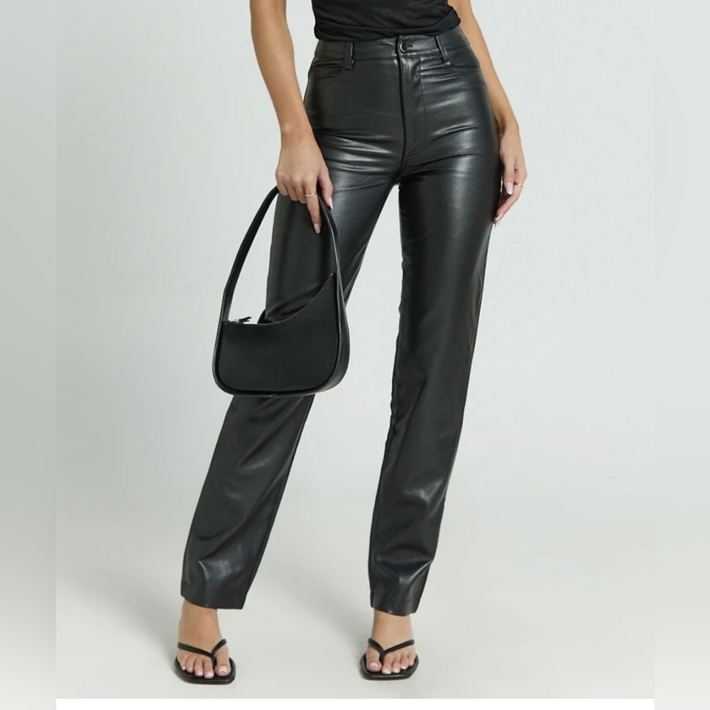 Showpo Black Faux Leather Pants